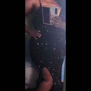 $50 Black sequin velvet maxi dress plus size 2X 16 never worn I paid $60